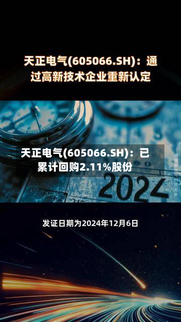 天正电气(605066.SH):已累计回购2.11%股份-第1张图片