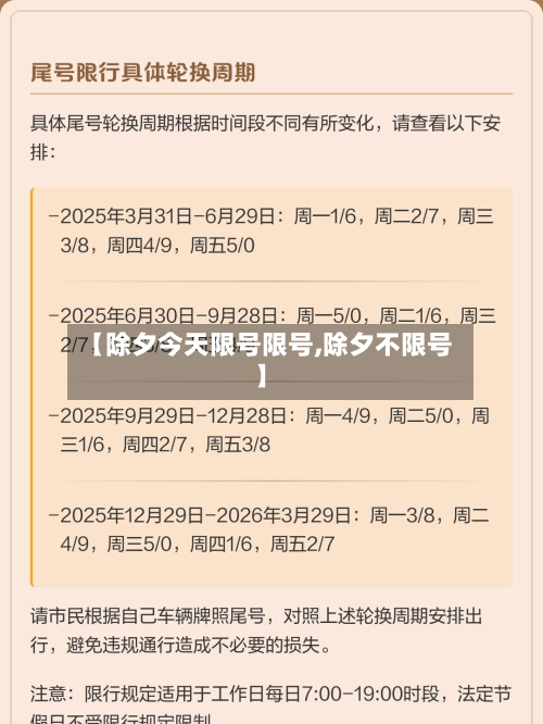 【除夕今天限号限号,除夕不限号】-第1张图片