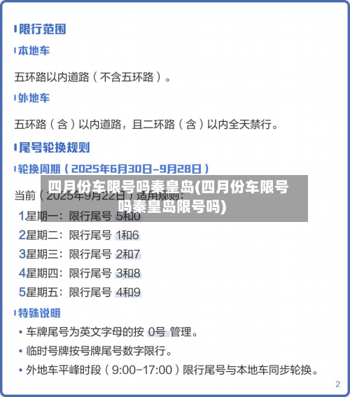四月份车限号吗秦皇岛(四月份车限号吗秦皇岛限号吗)-第1张图片