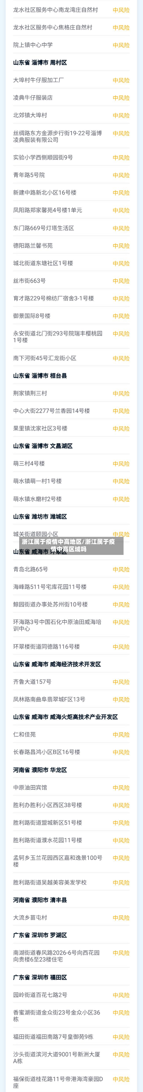 浙江属于疫情中高地区/浙江属于疫情中高区域吗-第1张图片