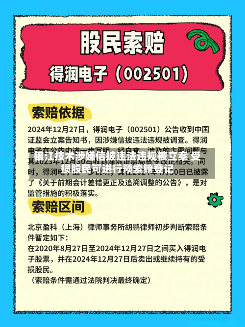 银江技术涉嫌信披违法违规被立案 受损股民可进行预索赔登记-第1张图片