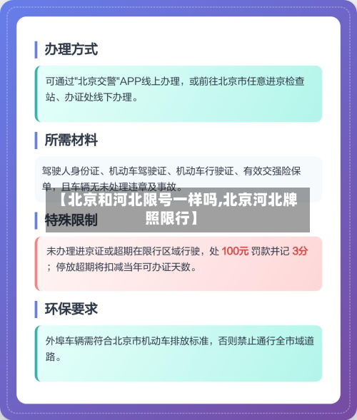 【北京和河北限号一样吗,北京河北牌照限行】-第1张图片