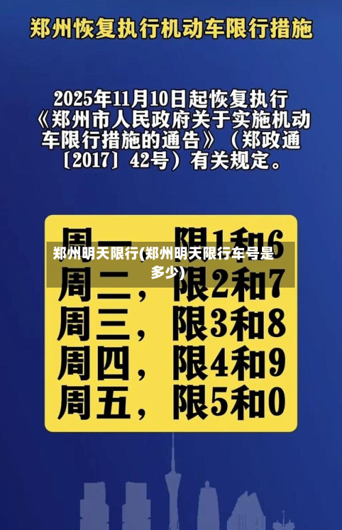 郑州明天限行(郑州明天限行车号是多少)-第1张图片