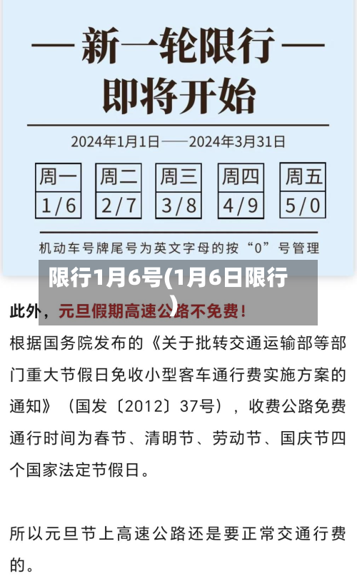限行1月6号(1月6日限行)-第1张图片