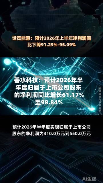 善水科技:预计2026年半年度归属于上市公司股东的净利润同比增长61.17%至98.84%-第2张图片