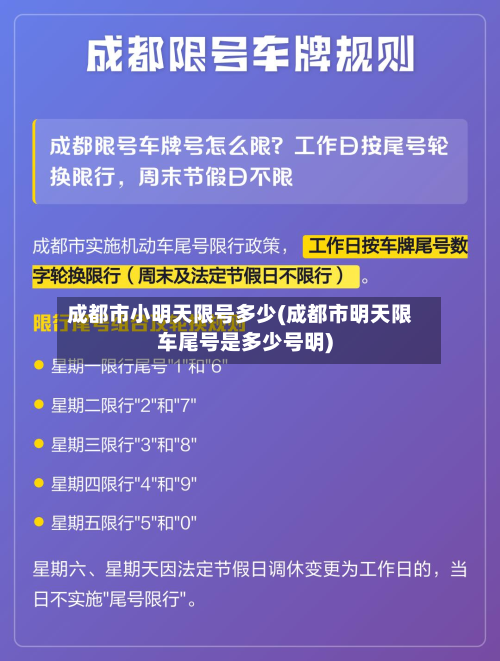 成都市小明天限号多少(成都市明天限车尾号是多少号明)-第1张图片