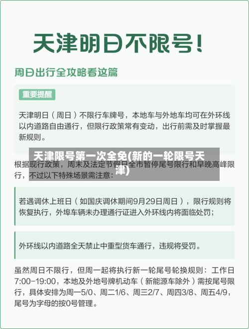 天津限号第一次全免(新的一轮限号天津)-第1张图片