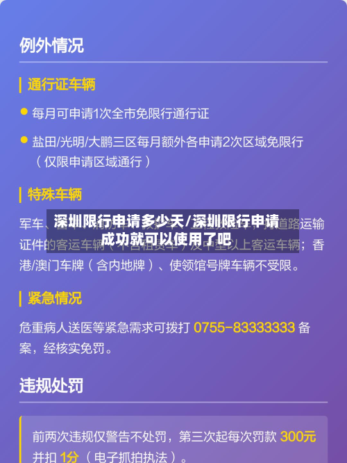 深圳限行申请多少天/深圳限行申请成功就可以使用了吧-第1张图片