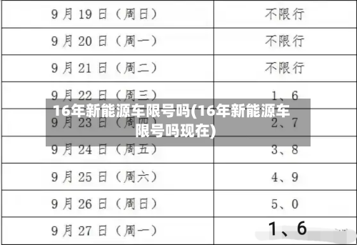 16年新能源车限号吗(16年新能源车限号吗现在)-第1张图片