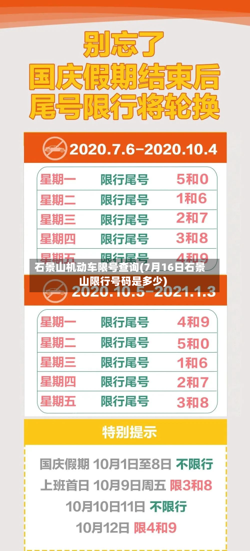 石景山机动车限号查询(7月16日石景山限行号码是多少)-第1张图片