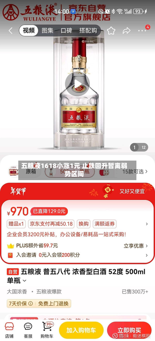 五粮液1618小涨1元 止跌回升暂离弱势区间-第1张图片