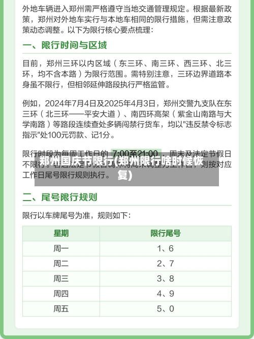 郑州国庆节限行(郑州限行啥时候恢复)-第1张图片