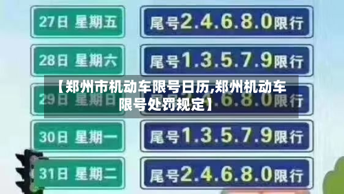 【郑州市机动车限号日历,郑州机动车限号处罚规定】-第1张图片