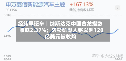经纬早班车|纳斯达克中国金龙指数收跌2.37%;洛杉矶湖人将以超120亿美元被收购-第1张图片