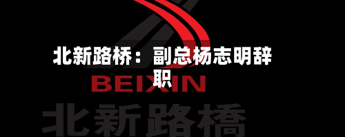 北新路桥:副总杨志明辞职-第1张图片