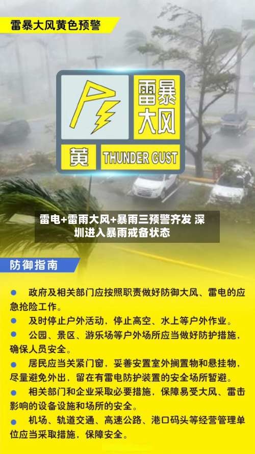 雷电+雷雨大风+暴雨三预警齐发 深圳进入暴雨戒备状态-第1张图片
