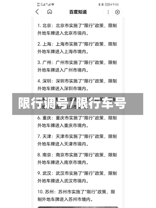 限行调号/限行车号-第1张图片