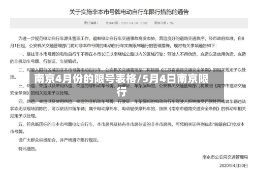 南京4月份的限号表格/5月4日南京限行-第1张图片