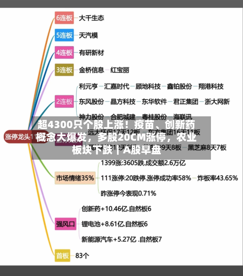 超4300只个股上涨！疫苗、创新药概念大爆发，多股20CM涨停，农业板块下跌｜A股早盘-第3张图片