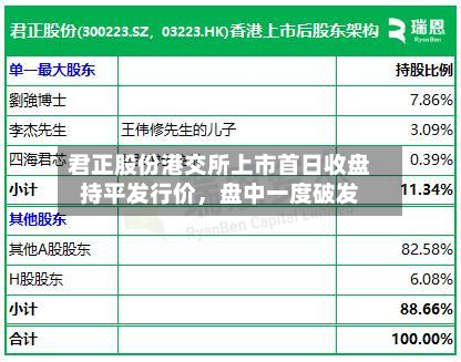 君正股份港交所上市首日收盘持平发行价，盘中一度破发-第2张图片