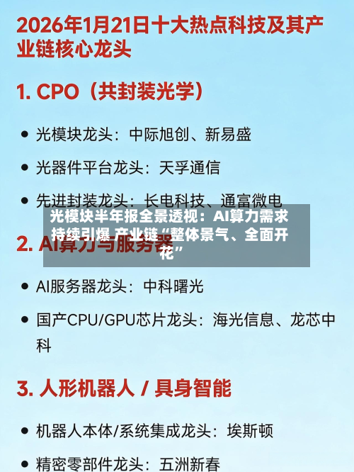 光模块半年报全景透视：AI算力需求持续引爆 产业链“整体景气、全面开花”-第2张图片