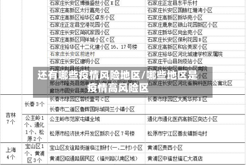 还有哪些疫情风险地区/哪些地区是疫情高风险区-第1张图片