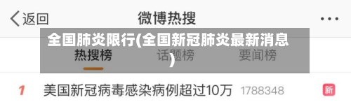 全国肺炎限行(全国新冠肺炎最新消息)-第1张图片