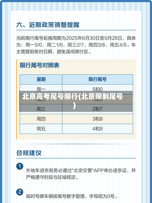 北京高考尾号限行(北京限制尾号)-第1张图片
