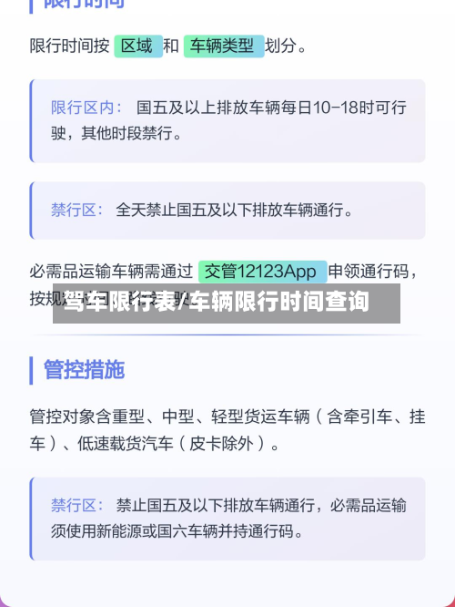 驾车限行表/车辆限行时间查询-第1张图片