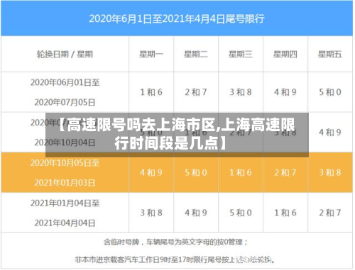 【高速限号吗去上海市区,上海高速限行时间段是几点】-第1张图片