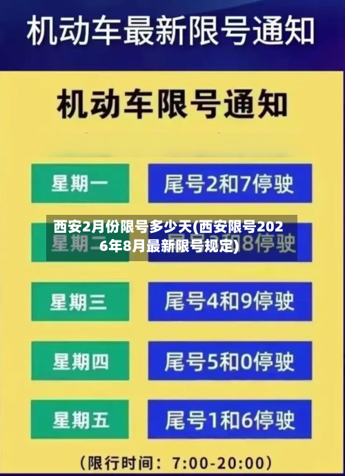 西安2月份限号多少天(西安限号2026年8月最新限号规定)-第1张图片