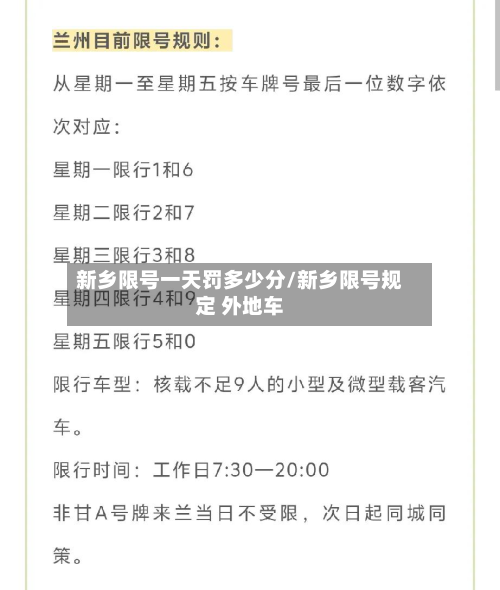 新乡限号一天罚多少分/新乡限号规定 外地车-第1张图片