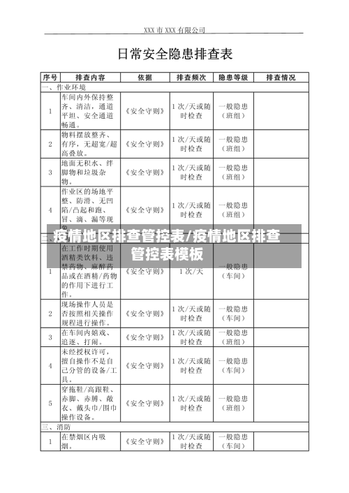 疫情地区排查管控表/疫情地区排查管控表模板-第1张图片