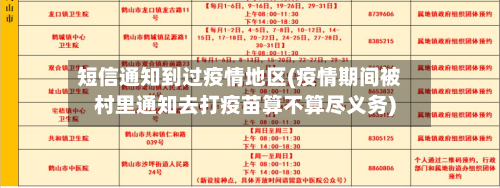短信通知到过疫情地区(疫情期间被村里通知去打疫苗算不算尽义务)-第1张图片