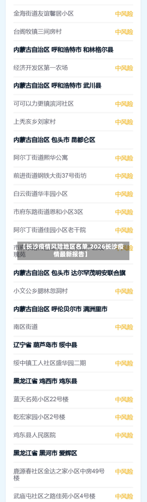 【长沙疫情风险地区名单,2026长沙疫情最新报告】-第1张图片