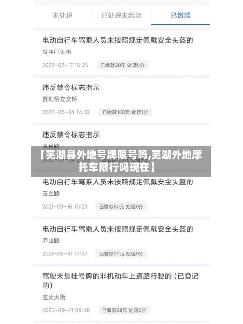 【芜湖县外地号牌限号吗,芜湖外地摩托车限行吗现在】-第1张图片