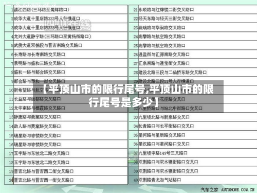 【平顶山市的限行尾号,平顶山市的限行尾号是多少】
