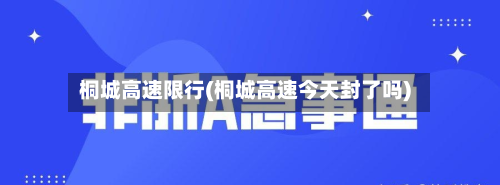 桐城高速限行(桐城高速今天封了吗)-第3张图片