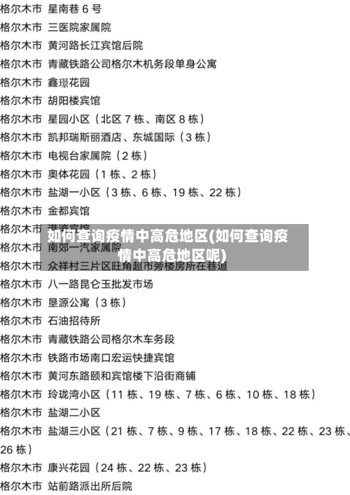 如何查询疫情中高危地区(如何查询疫情中高危地区呢)