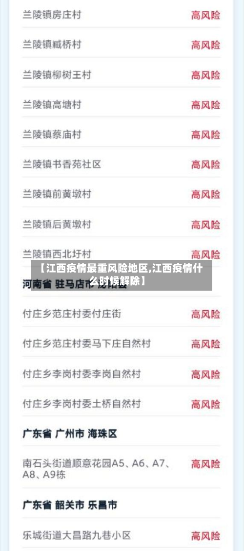 【江西疫情最重风险地区,江西疫情什么时候解除】