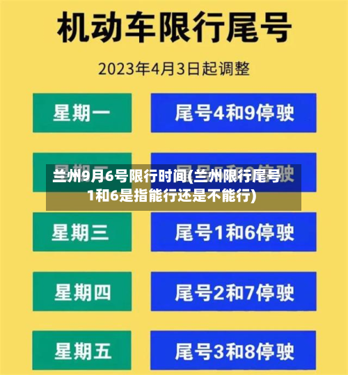 兰州9月6号限行时间(兰州限行尾号1和6是指能行还是不能行)