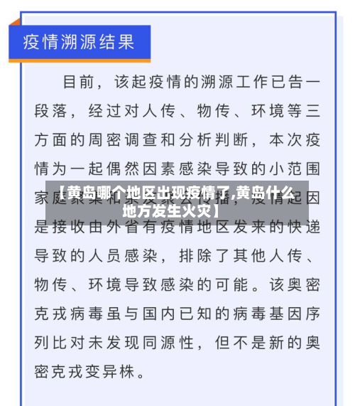 【黄岛哪个地区出现疫情了,黄岛什么地方发生火灾】-第3张图片