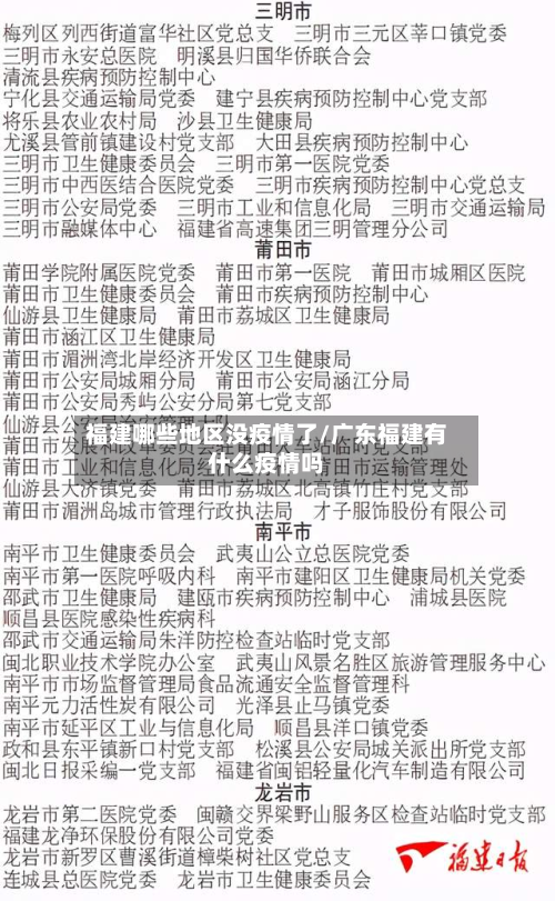 福建哪些地区没疫情了/广东福建有什么疫情吗-第2张图片