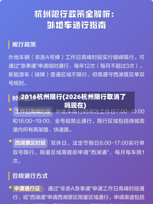 2016杭州限行(2026杭州限行取消了吗现在)