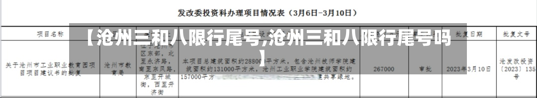 【沧州三和八限行尾号,沧州三和八限行尾号吗】