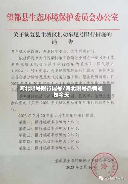 河北限号限行尾号/河北限号最新通知今天